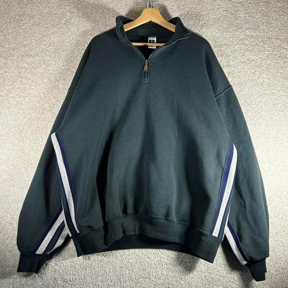 Vintage 90s Russell athletic dark green oversize quarter zip sweatshirt